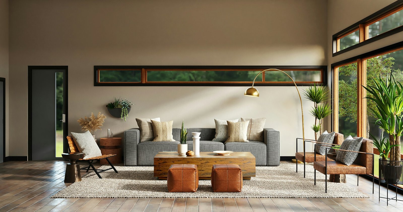 Clustered pendant lighting over a dining table